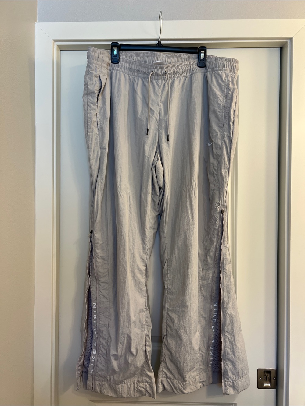 Nike Women's Light Gray Zip-Open Track Pants